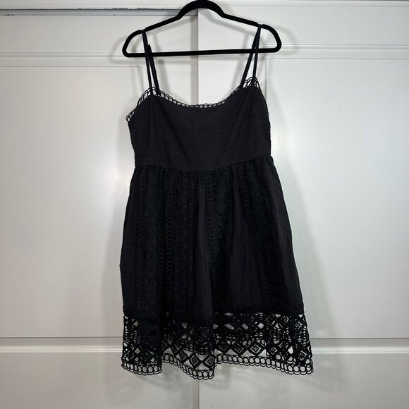 Black Crochet Lace Mini Babydoll Dress 1X - NEW - Picture 3 of 12